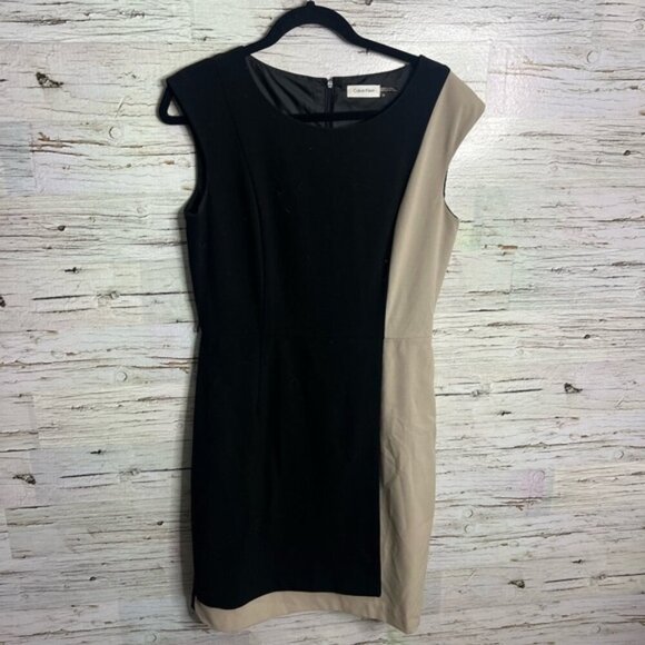Calvin Klein Dresses & Skirts - Calvin Klein black tan sheath career dress size 10